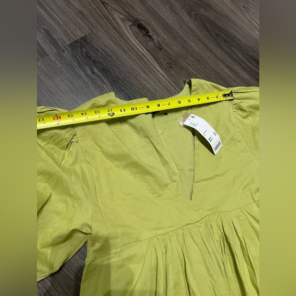 NWT Ecote Vero Shapeless V-neck Mini Dress Urban Outfitters Puff Sleeve - Picture 8 of 12